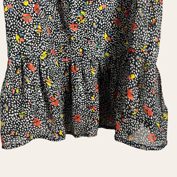 Greylin Black Ditsy Floral Speckled Peplum Camisole Top Size Small - Picture 5 of 8